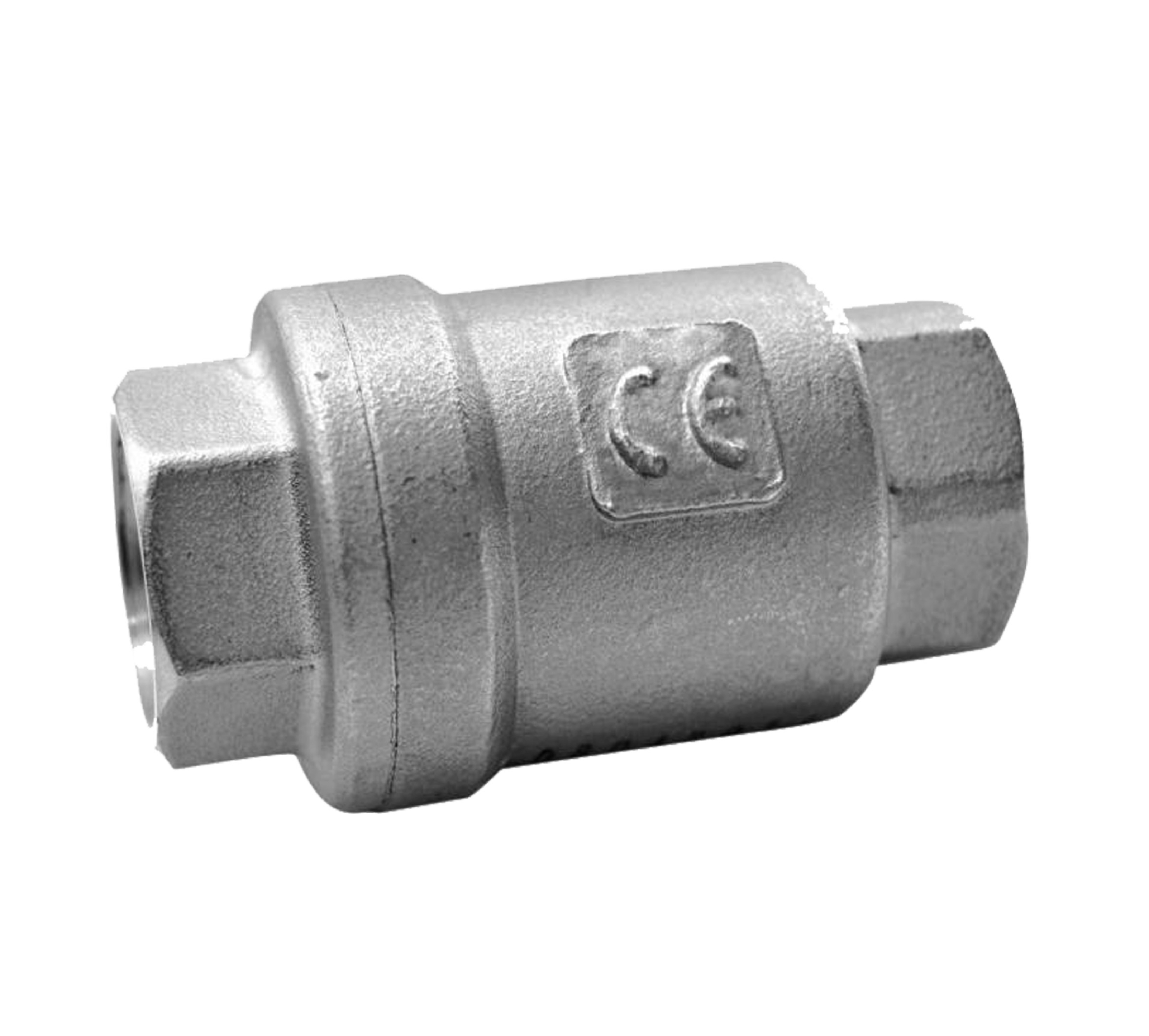 Válvula de Acero Inoxidable Tipo Retención vertical roscada de 2 piezas