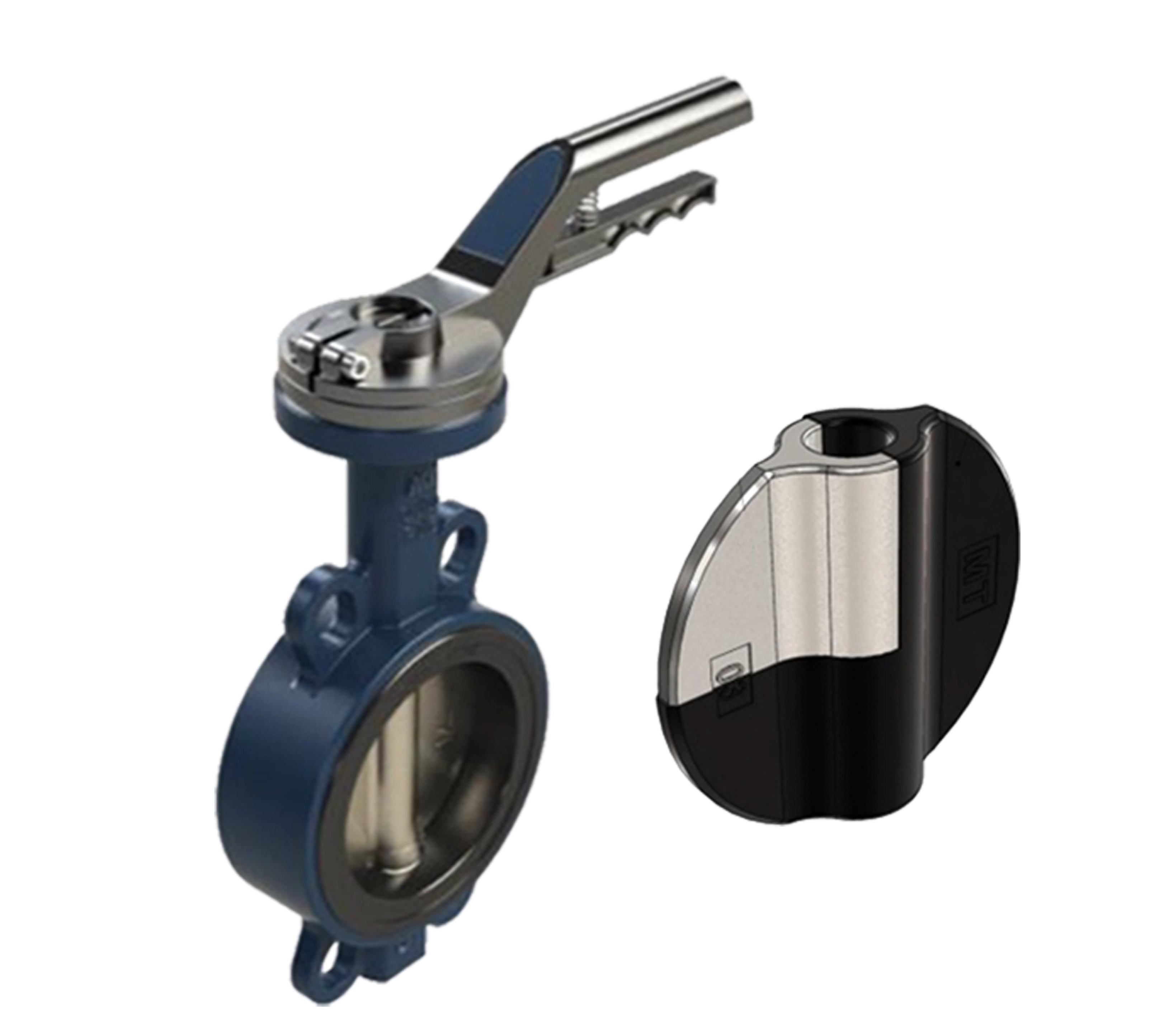 Válvula Tipo wafer Mariposa cuerpo de fundición disco de fundición cubierto de Rilsan