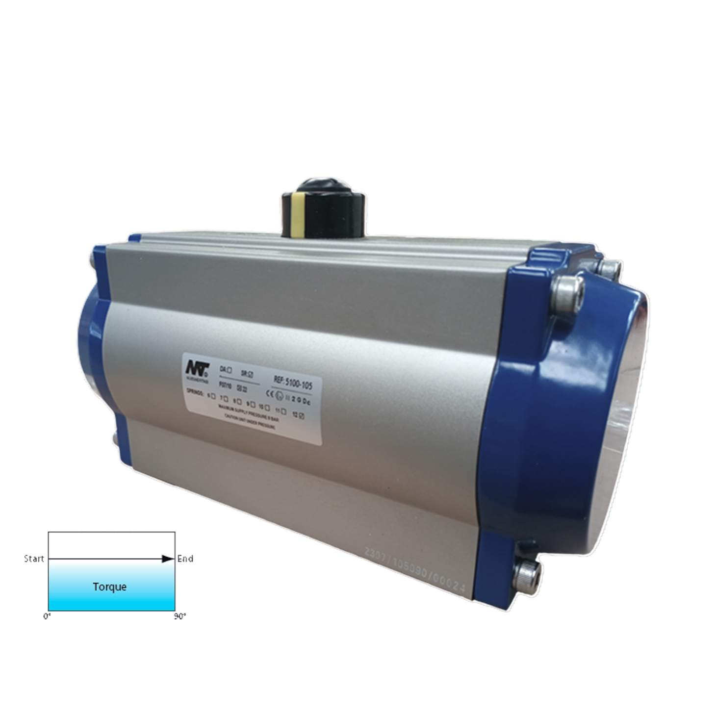 Actuador neumático piñon cremallera Doble Efecto cuerpo aluminio